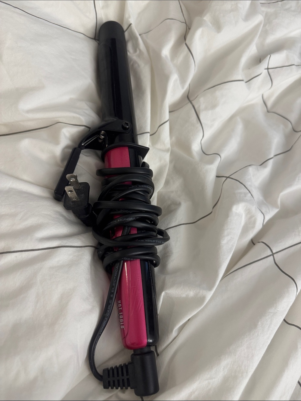Hot Pink and Black Curling Iron - Women's Hair Styling Tool